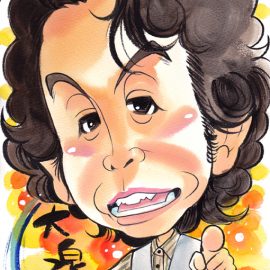 愛知県名古屋市を拠点に活動している人気似顔絵師がアニメのように可愛らしく描いた男性タレントの似顔絵