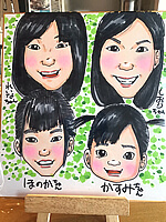 茨城県ひたちなか市の住宅展示場週末イベントでお描きした親子連れの似顔絵 似顔絵