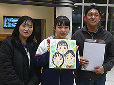 埼玉県さいたま市の中古車販売店のイベントで似顔絵をお描きしたご家族
