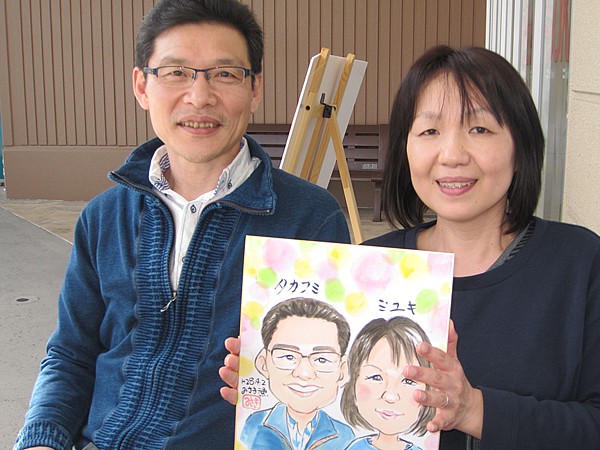 似顔絵をお描きしたご夫婦