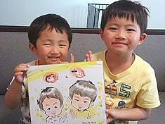 似顔絵をお描きした兄弟