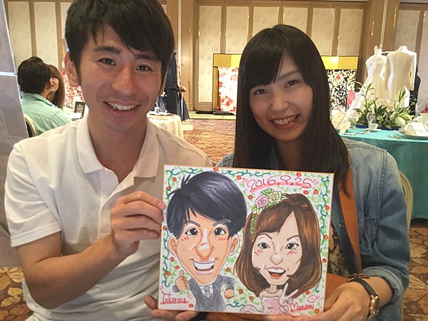 似顔絵をお描きしたカップル