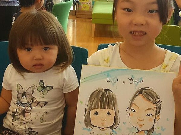 イベントで似顔絵をお描きした姉妹
