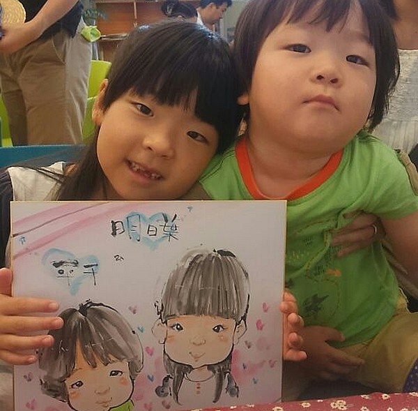 イベントで似顔絵をお描きした姉弟
