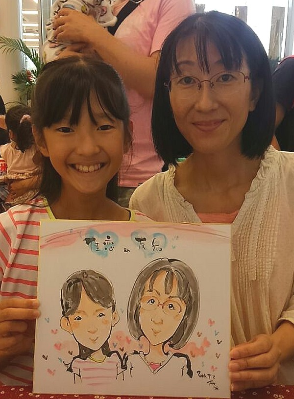 イベントで似顔絵をお描きした親子