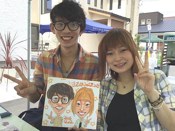 イベントで似顔絵をお描きしたご夫婦