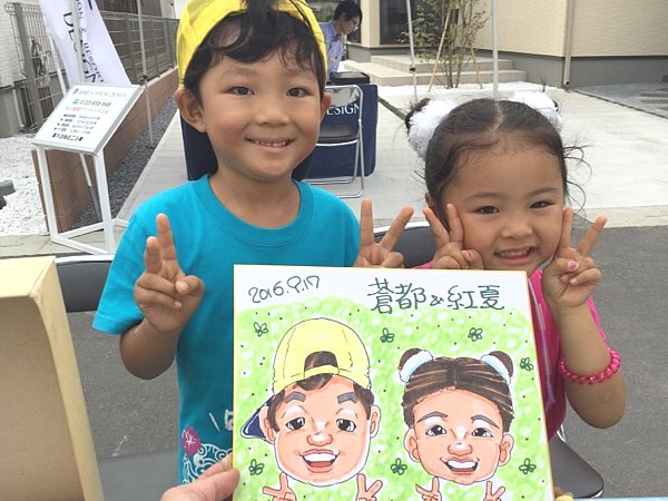 イベントで似顔絵をお描きした兄妹