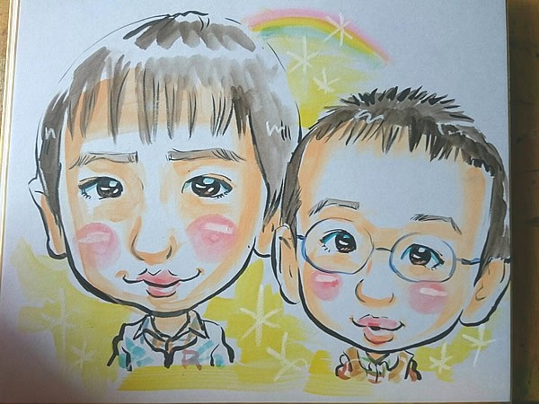 似顔絵師がお描きした兄弟の似顔絵