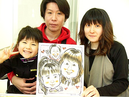 似顔絵をお描きしたご家族