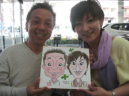 似顔絵をお描きしたカップル