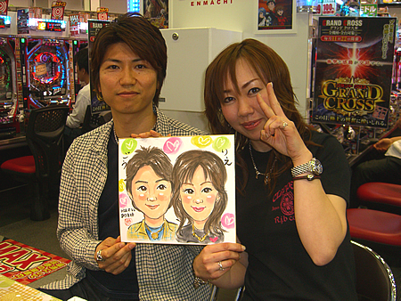 似顔絵をお描きしたカップル