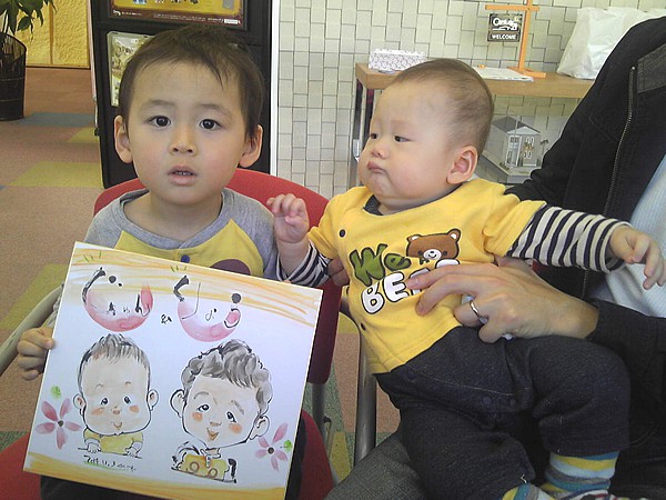 似顔絵をお描きしたご家族