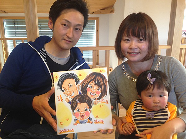 似顔絵をお描きしたご家族