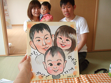 似顔絵をお描きしたご家族