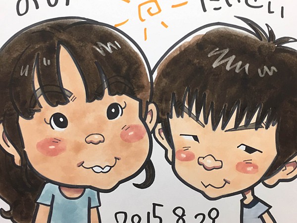 お描きした姉弟の似顔絵
