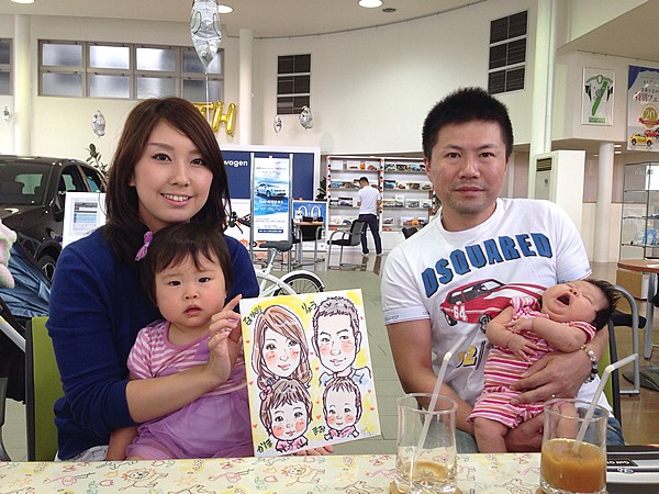 似顔絵をお描きしたご家族