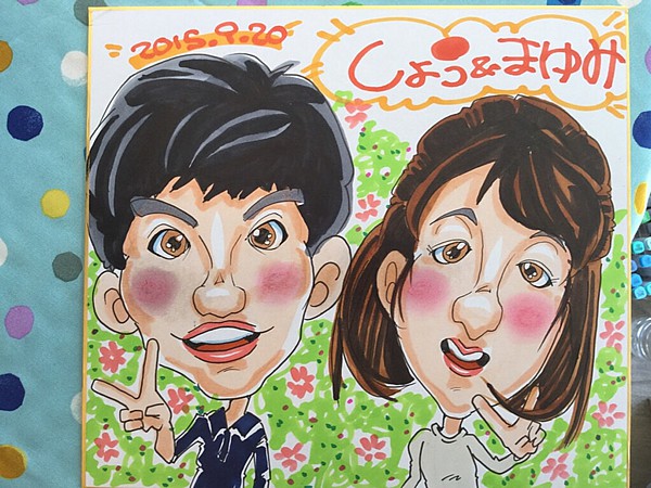 お描きしたご夫婦の似顔絵