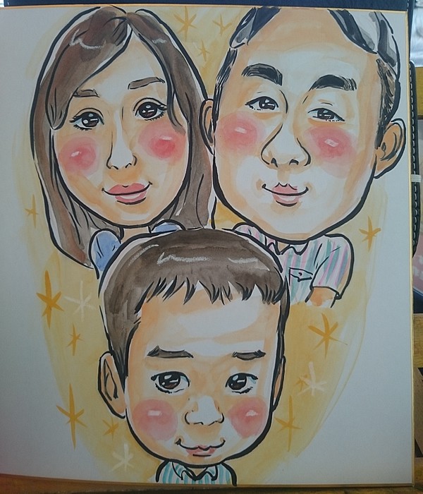 お描きしたご家族の似顔絵