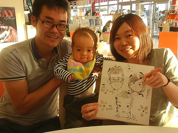 似顔絵をお描きしたご家族