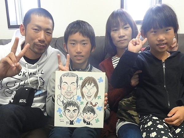 似顔絵をお描きしたご家族