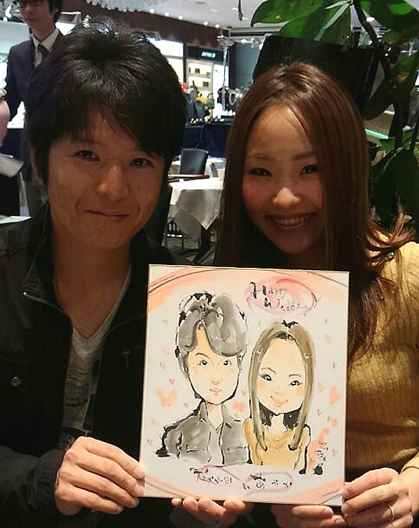 似顔絵をお描きしたカップル