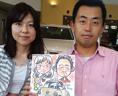 似顔絵をお描きしたご夫婦