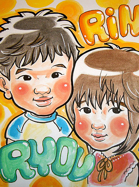 ご兄妹の似顔絵