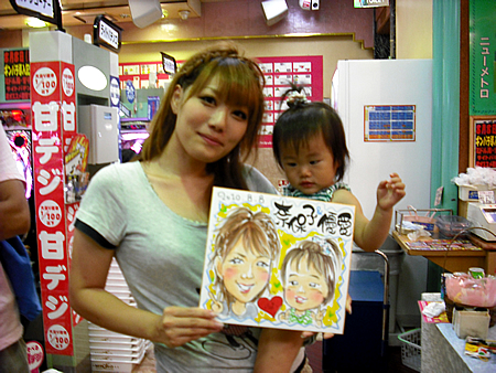 似顔絵をお描きした親子
