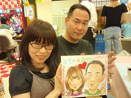 似顔絵をお描きしたご夫婦