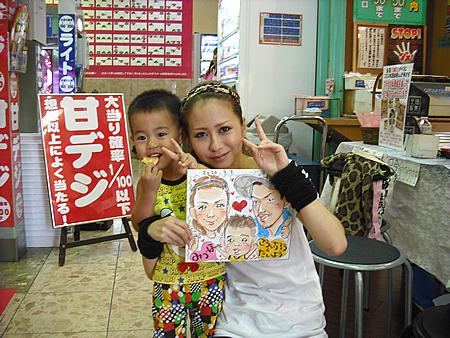 似顔絵をお描きした親子