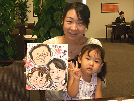 似顔絵をお描きした親子
