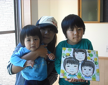 似顔絵をお描きした親子