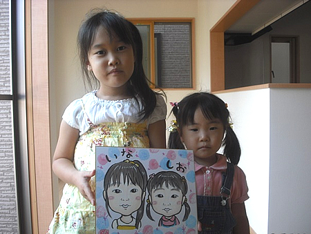 似顔絵をお描きした姉妹