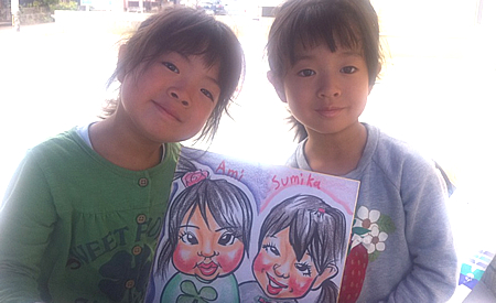 似顔絵をお描きした姉妹