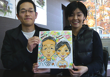 似顔絵をお描きしたご夫婦