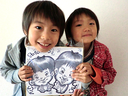 似顔絵をお描きした兄弟