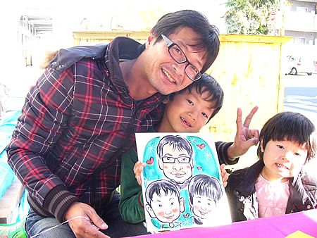 似顔絵をお描きした親子