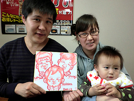 似顔絵をお描きしたご家族