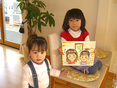 似顔絵をお描きした姉妹