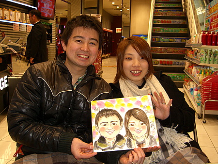 似顔絵をお描きしたカップル