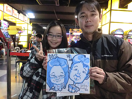 似顔絵をお描きした親子