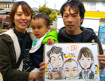 似顔絵をお描きしたご家族
