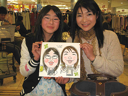 似顔絵をお描きした親娘