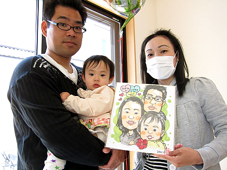 似顔絵をお描きしたご家族