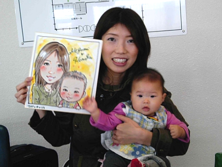 似顔絵をお描きした親子