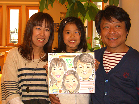 似顔絵をお描きしたご家族
