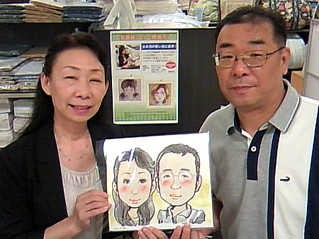 似顔絵をお描きしたご夫婦