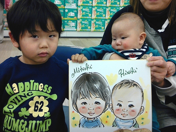 似顔絵をお描きした兄弟
