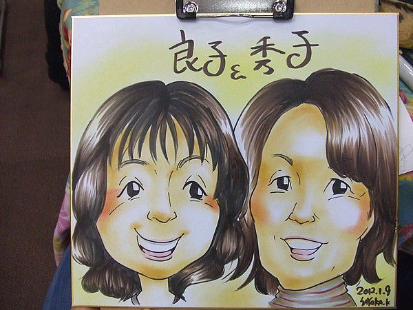 お描きした2人組の女性の似顔絵