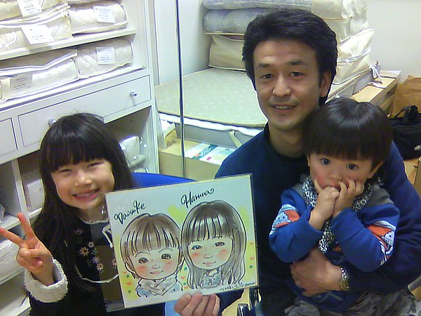 似顔絵をお描きした姉弟